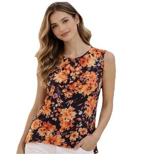 Jones New York Size 4 Fall Floral Sleeveless Blouse